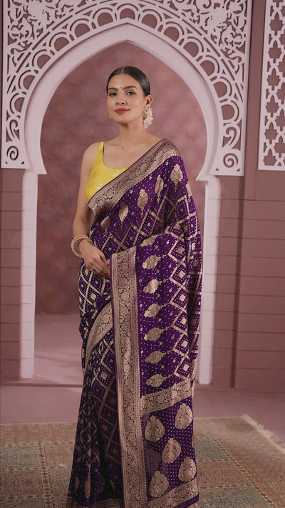 Midnight Iris Festive Bandhej Saree
