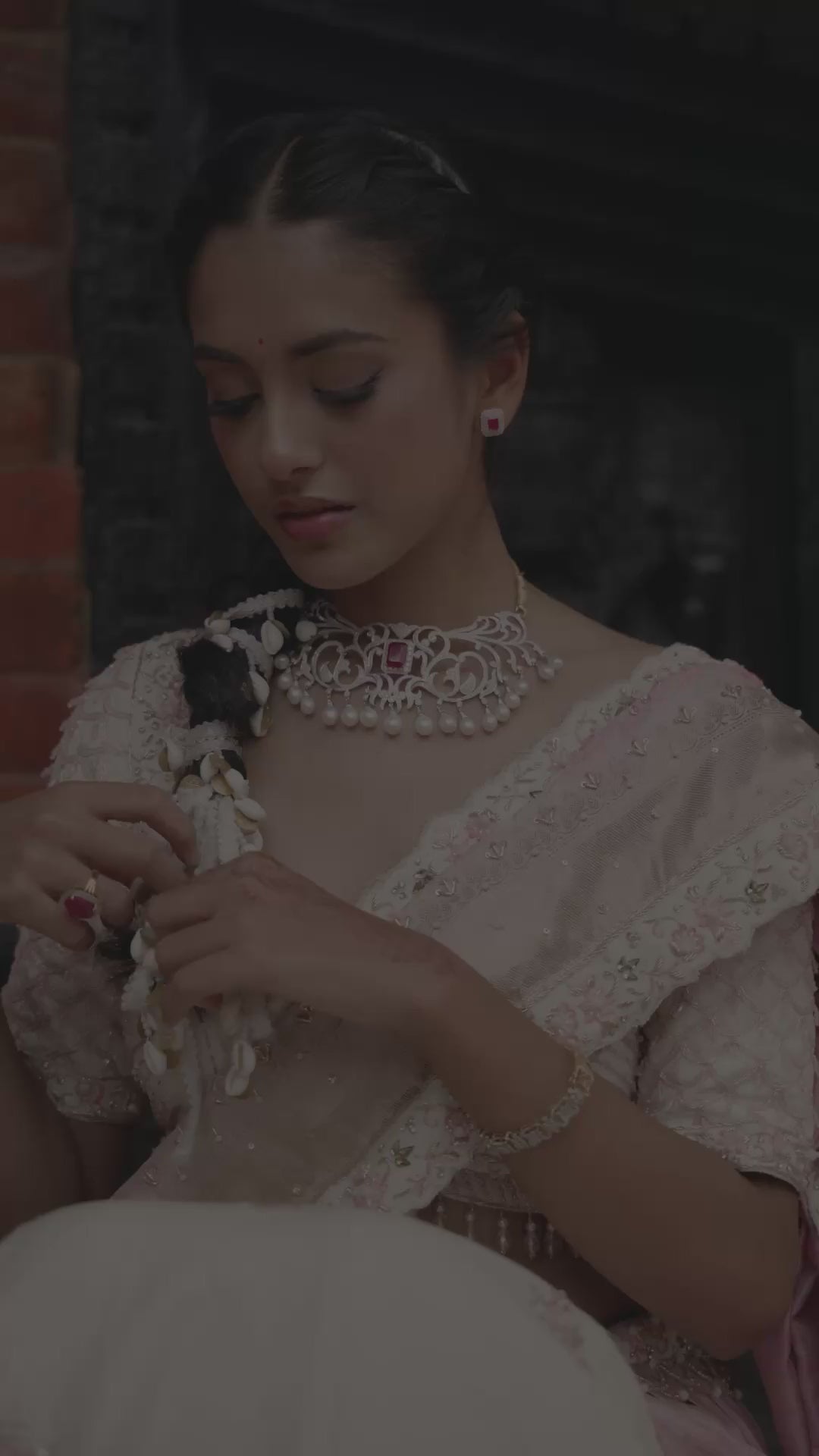 Petal Pink Pure Banarasi Silk Saree With Blouse & Ivorvy Lehenga