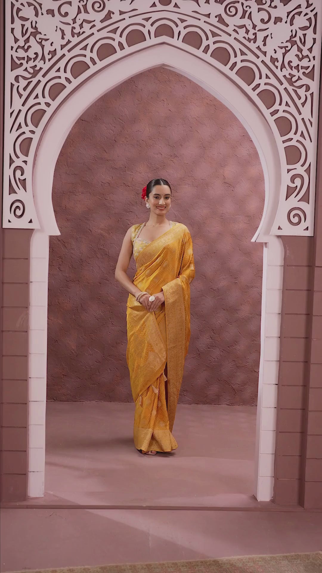 Honey Haze Bandhej Printed Silk Saree