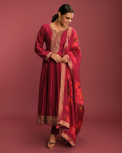 Raspberry Pink Festive Anarkali Suit