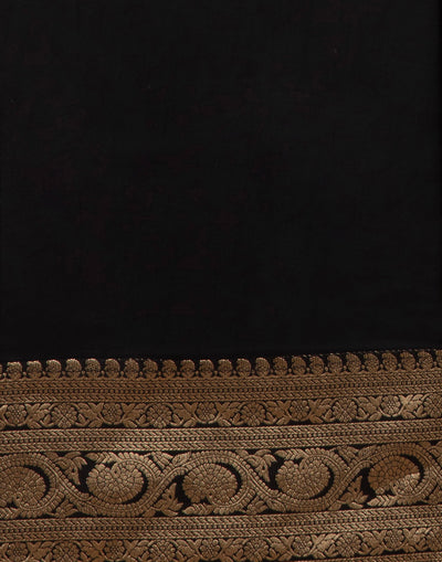 Raven Black With Zari Design Crepe Silk Unstitched Suit Set