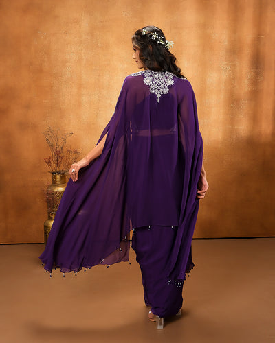 Dark Purple Pop Festive Fusion Salwar Suit