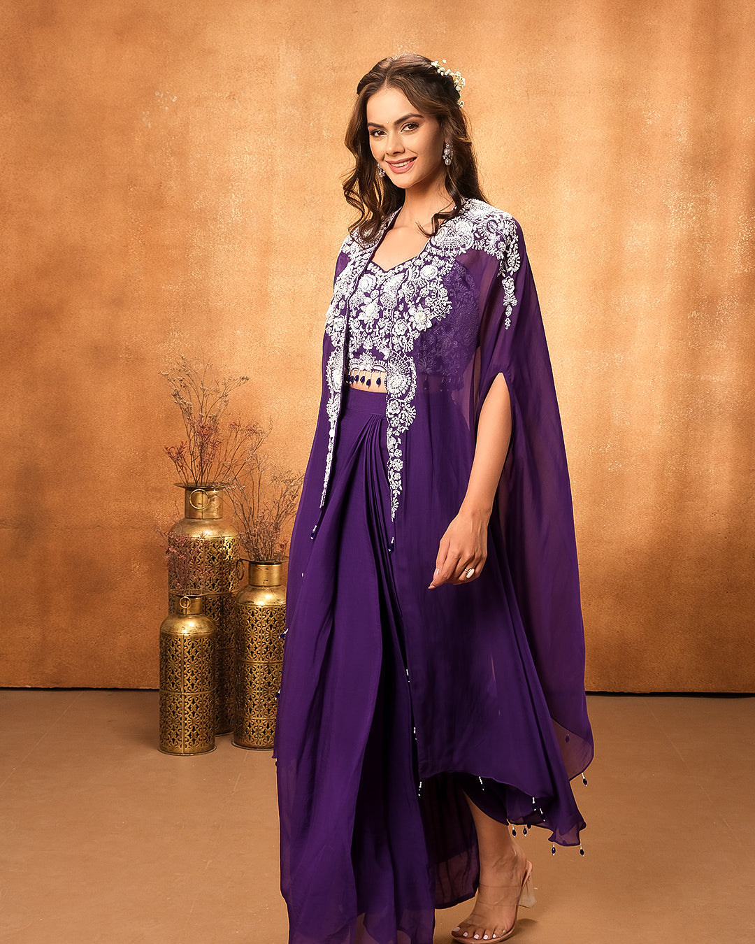 Dark Purple Pop Festive Fusion Salwar Suit