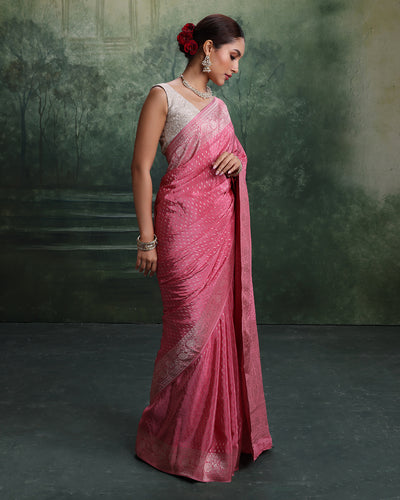 Rosé Coral Dola Silk Saree With Unstitched Blouse Fabric