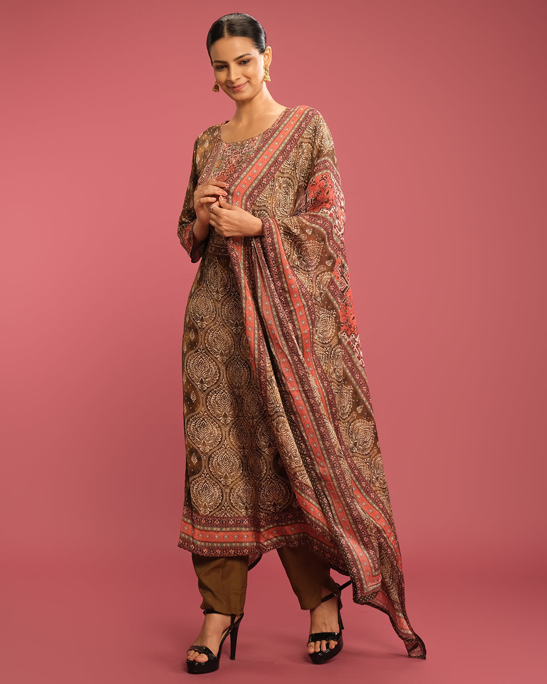 Rustic Olive Printed Kurta Set