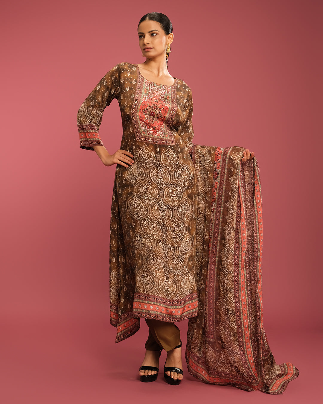 Rustic Olive Printed Kurta Set