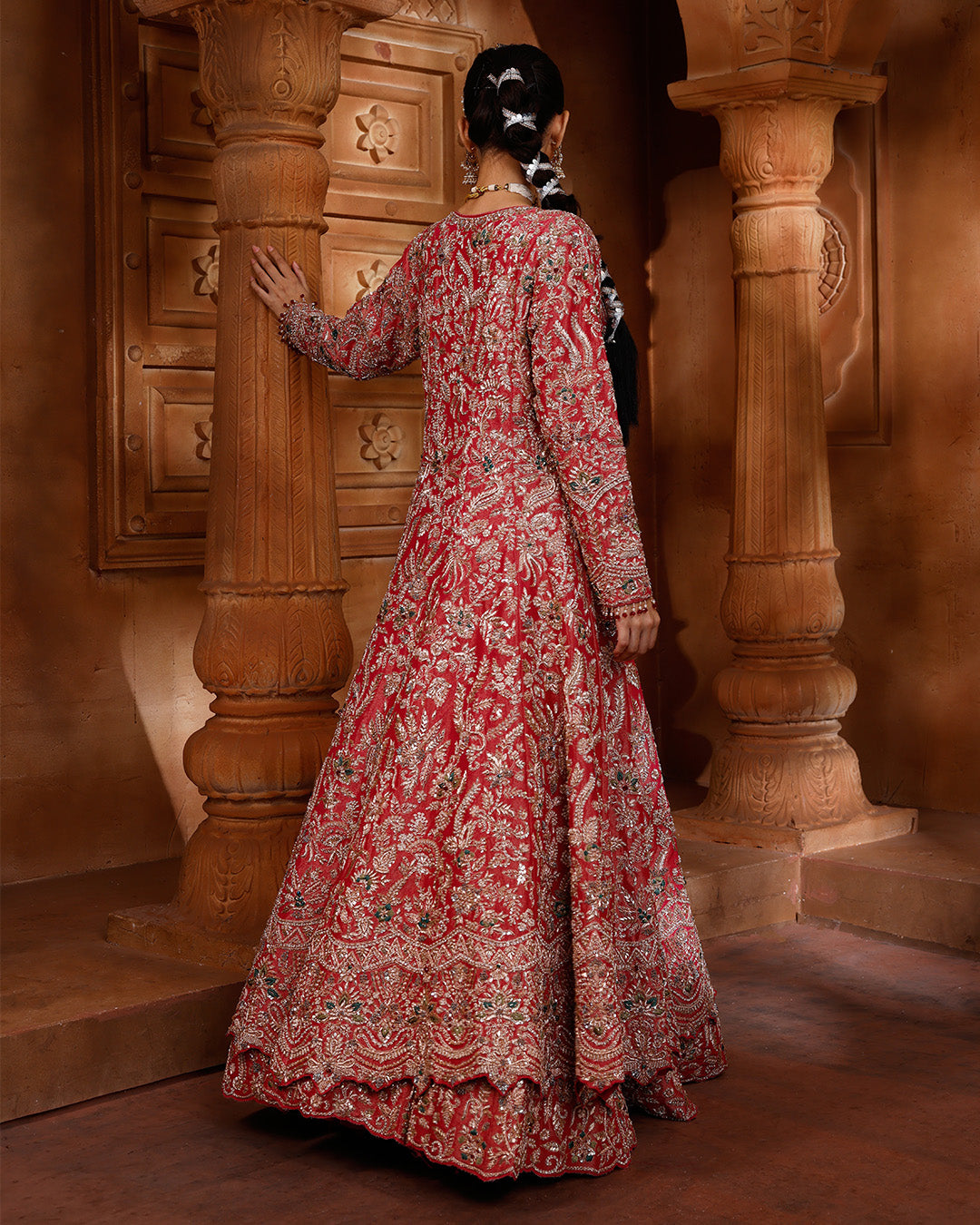Sakura Bloom Hand Embroidered Bridal Jacket Lehenga Set
