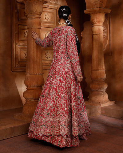 Sakura Bloom Hand Embroidered Bridal Jacket Lehenga Set