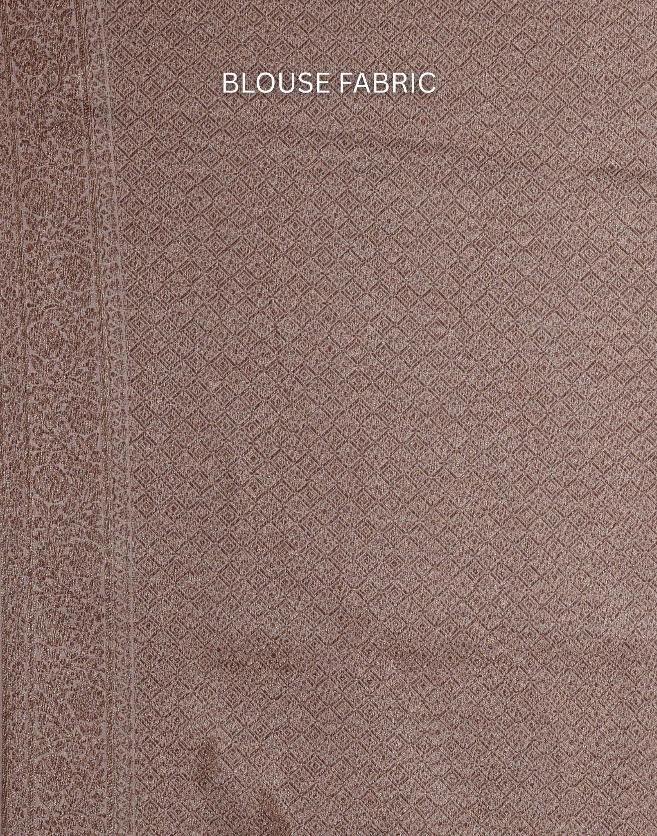 Salmon Peach With Antique Gold Woven Design Saree And Unstitched Blouse Fabric