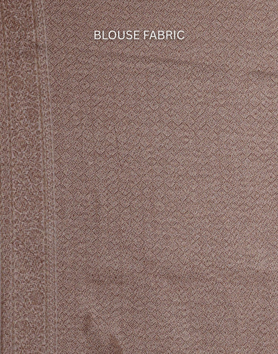 Salmon Peach With Antique Gold Woven Design Saree And Unstitched Blouse Fabric