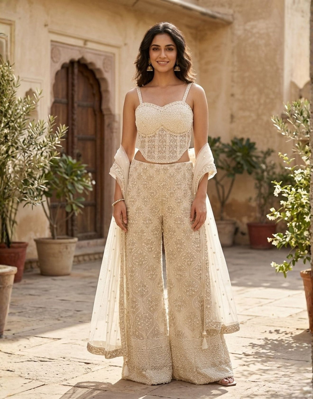 indo western corset dress Sandy Beige Indo-Western Festive Set – Roopkala Color:Lightpink The highlight of the SCH006039_PAT5_XL Wedding Inspiration & Bridesmaid