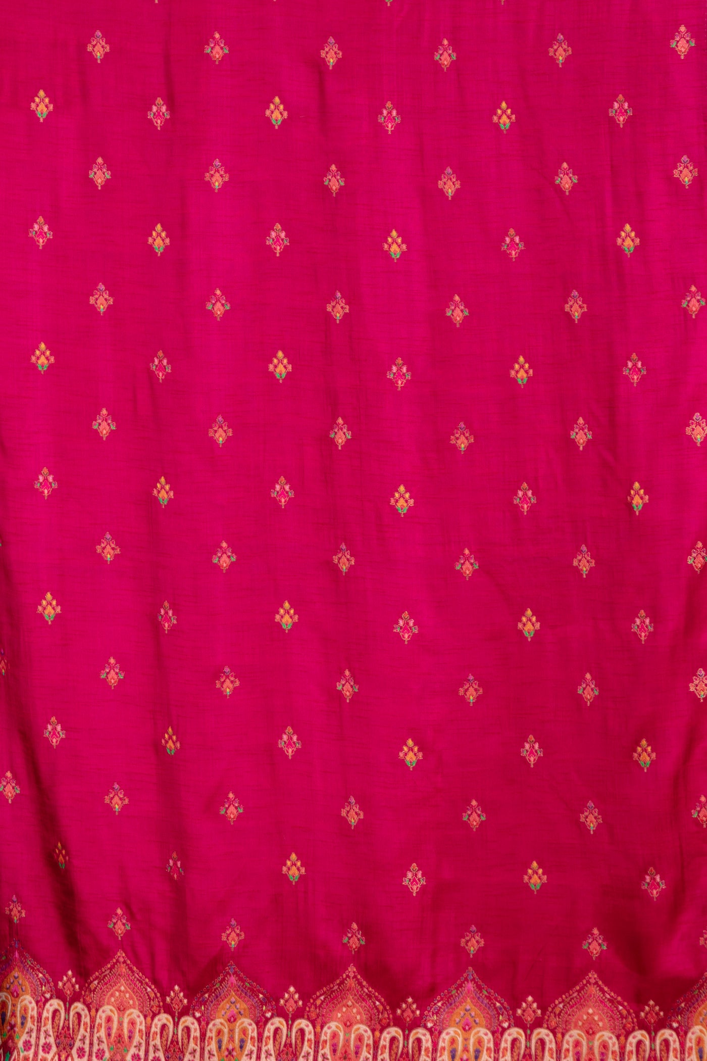 Sangria Pink With Multicolor Woven Design Silk Unstitched Suit Set