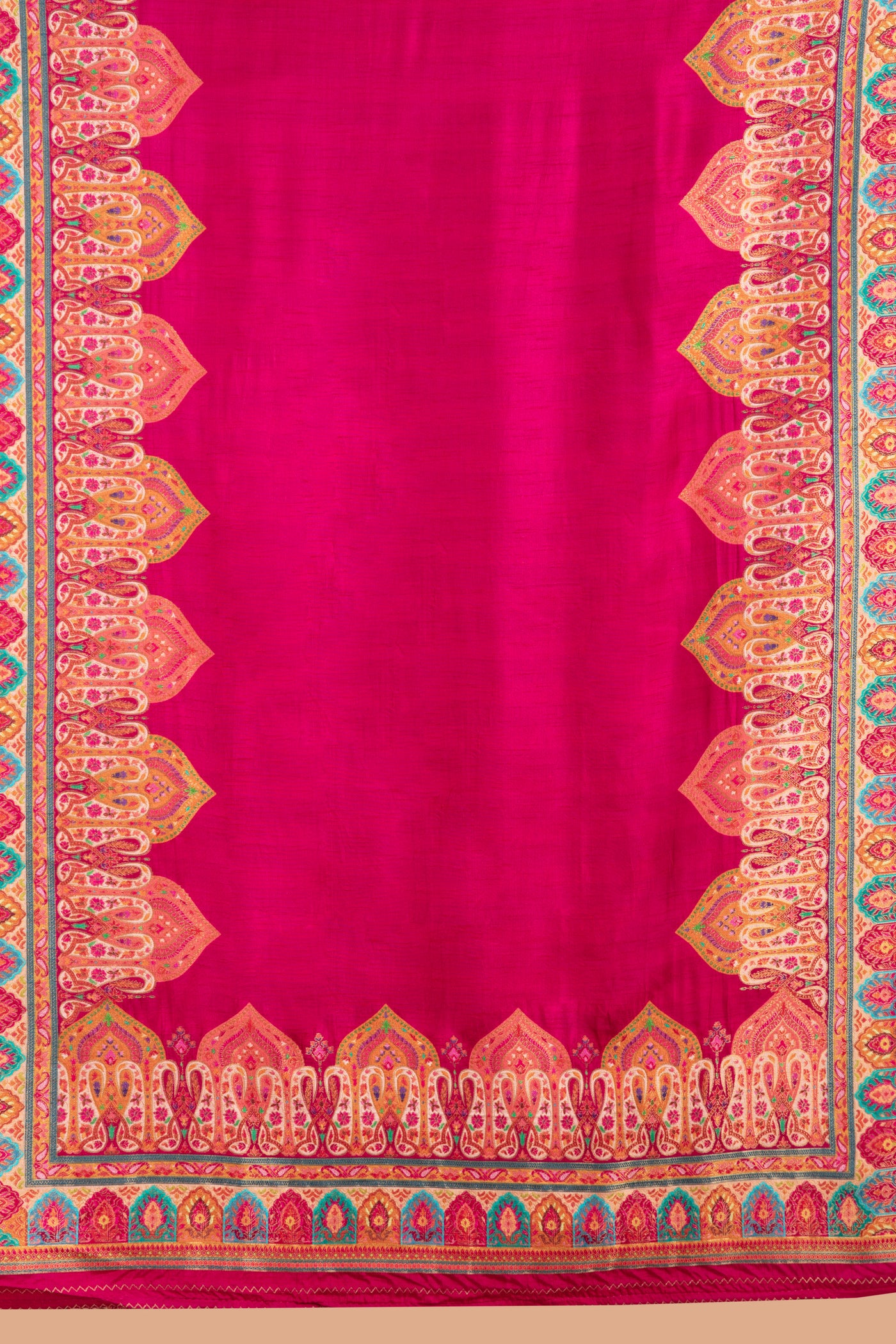 Sangria Pink With Multicolor Woven Design Silk Unstitched Suit Set