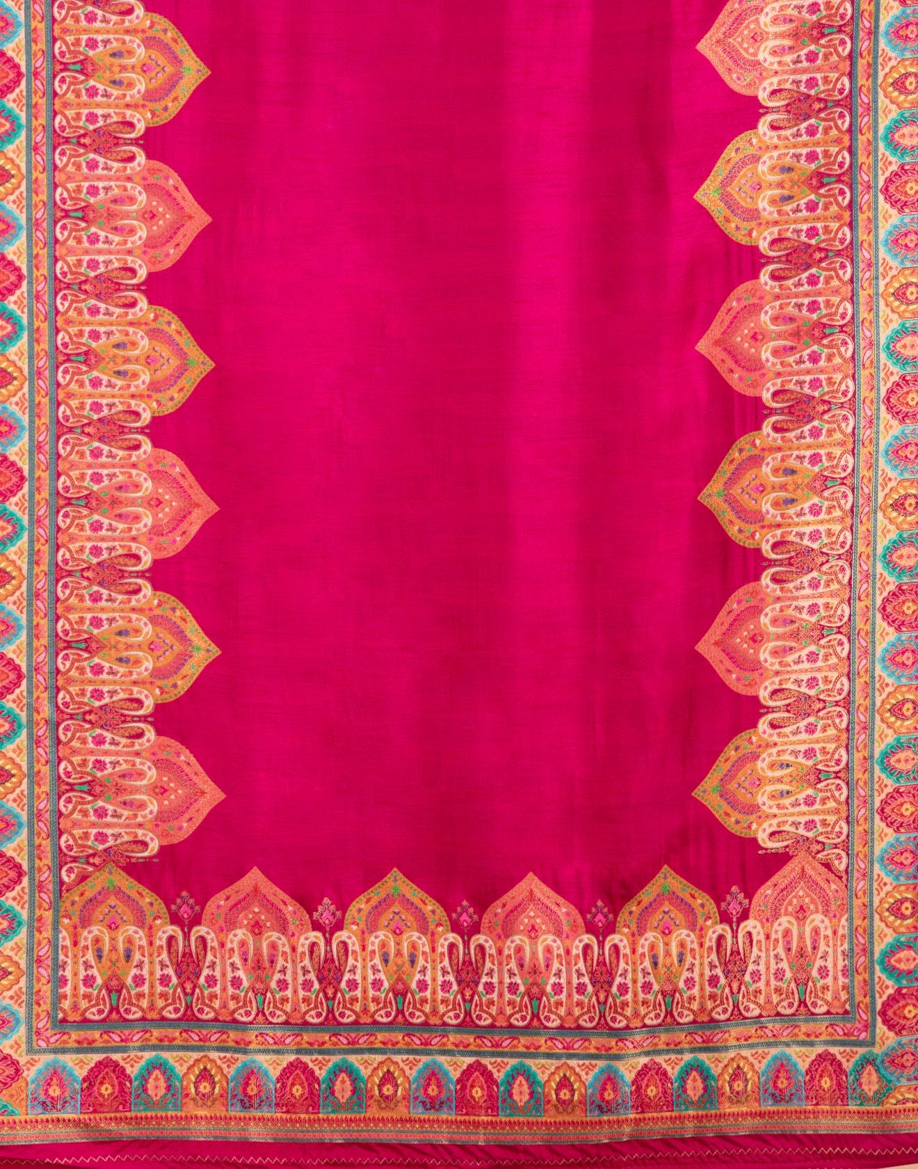 Sangria Pink With Multicolor Woven Design Silk Unstitched Suit Set