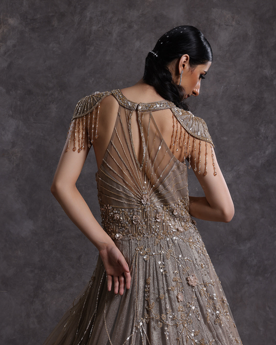 Shimmer Bronzer Bridal Cocktail Gown