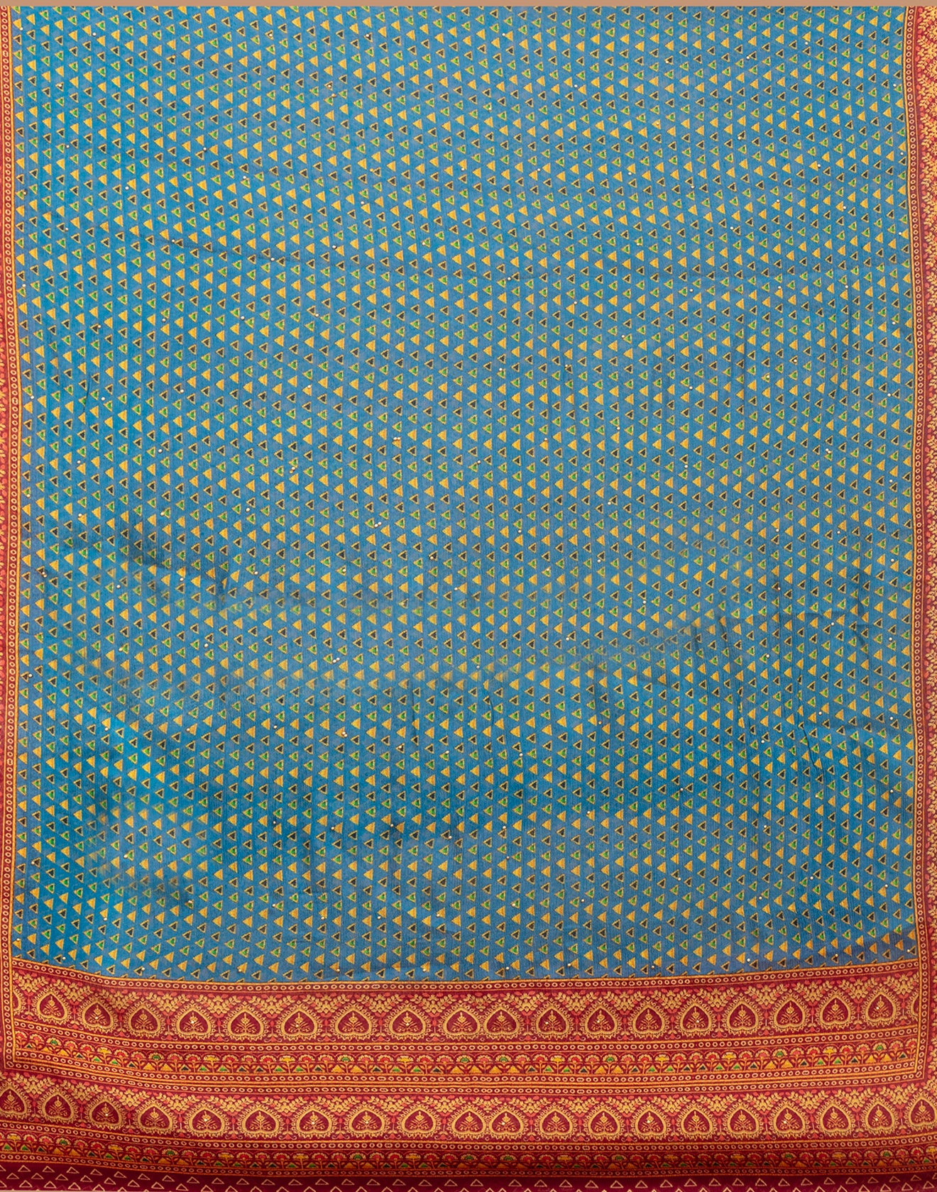 Slate Grey And Turquoise Printed Casual Unstitched Suit Set