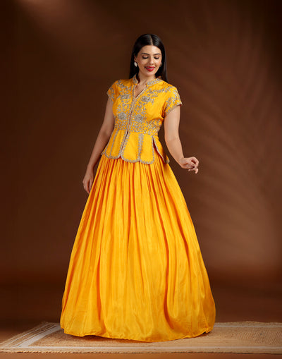 Sunlit Treasure Tulip Hem Koti Lehenga Set