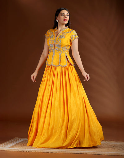 Sunlit Treasure Tulip Hem Koti Lehenga Set