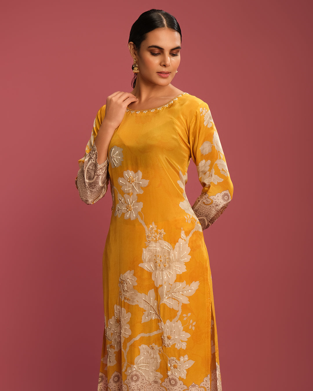 Sunrays Bloom Printed Crepe Kurta Set