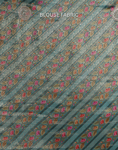 Teal Tribe Soft Silk Saree With Minimalist Embroidery