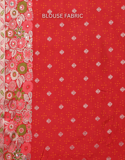 Vermilion Pearl Banarasi Bandhej Silk Saree