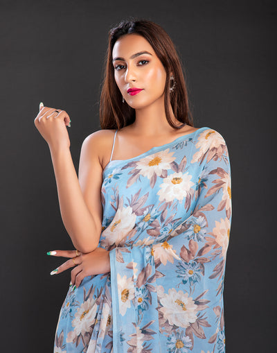 Serenity Chiffon Printed Saree In Chiffon